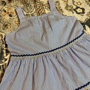 NWT Crewcuts J.Crew Girls Blue White‎ Striped Sundress Size 14 Cotton Blend